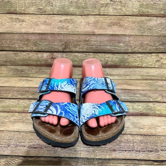 Papillio Blue Floral Double Strap Sandals - Picture 5 of 9